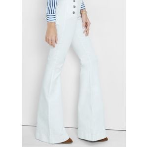 Express white mid rise sailor bell flare jeans but